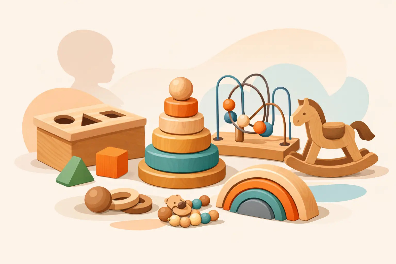 Houten educatief speelgoed voor baby's kiezen