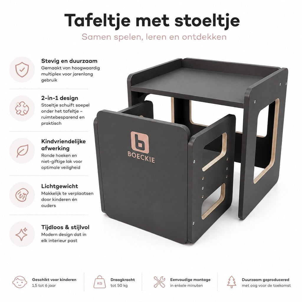 Houten activiteitentafel met kralenlabyrint en vormsorteerder voor fijne motoriek