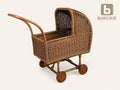 BOECKIE Retro Poppenwagen Donkerbruin – Rotan & Hout – 70 × 34 × 67 cm