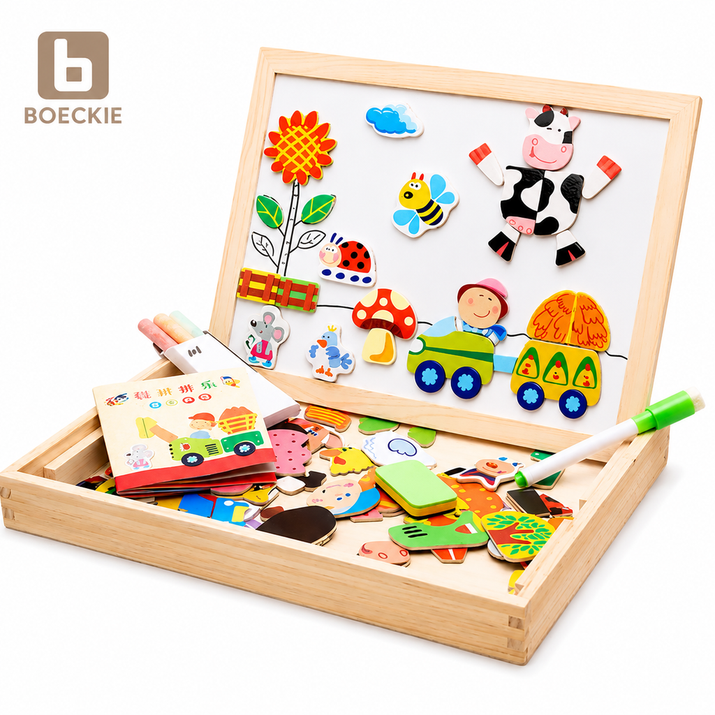 BOECKIE Montessori Magnetische Tekentafel met puzzelstukken