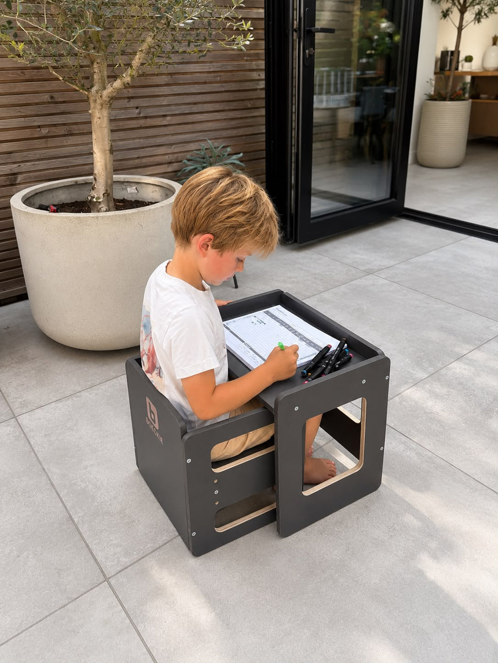 "Montessori-speeltafel" & Stoel Set – Grijs