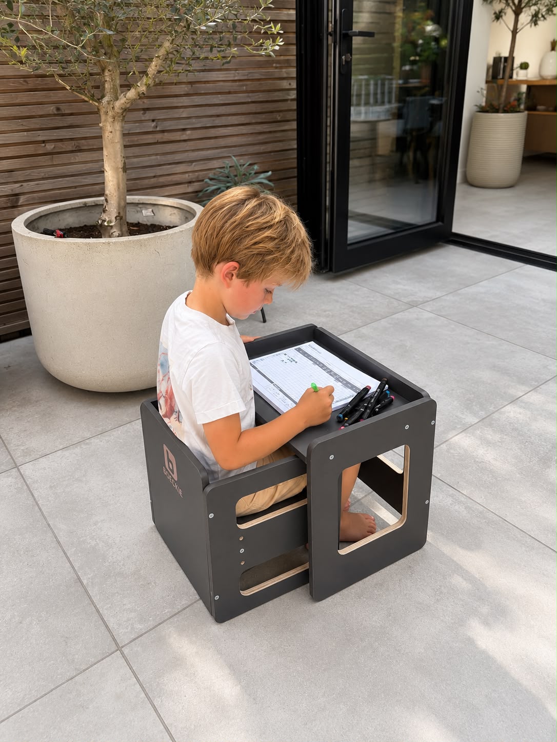 "Montessori-speeltafel" & Stoel Set – Grijs