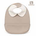 BOECKIE Siliconen Slabbetje Beige – Baby Slab met Opvangbak – BPA-vrij – Waterdicht – Verstelbaar – Vanaf 6 Maanden