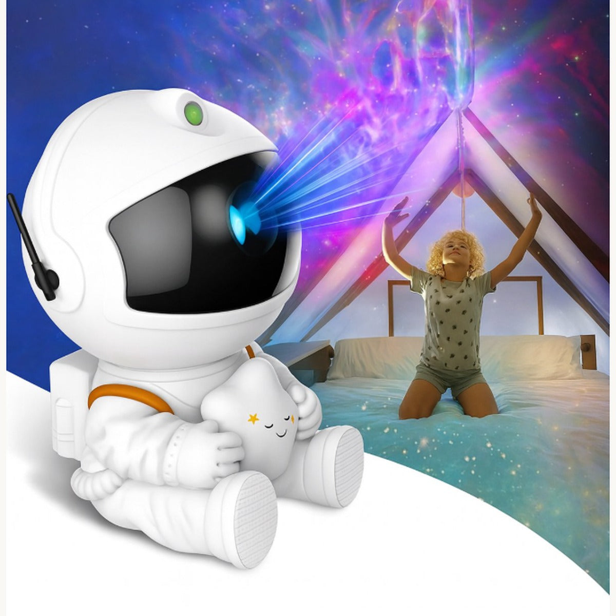 Astronaut projector in gebruik