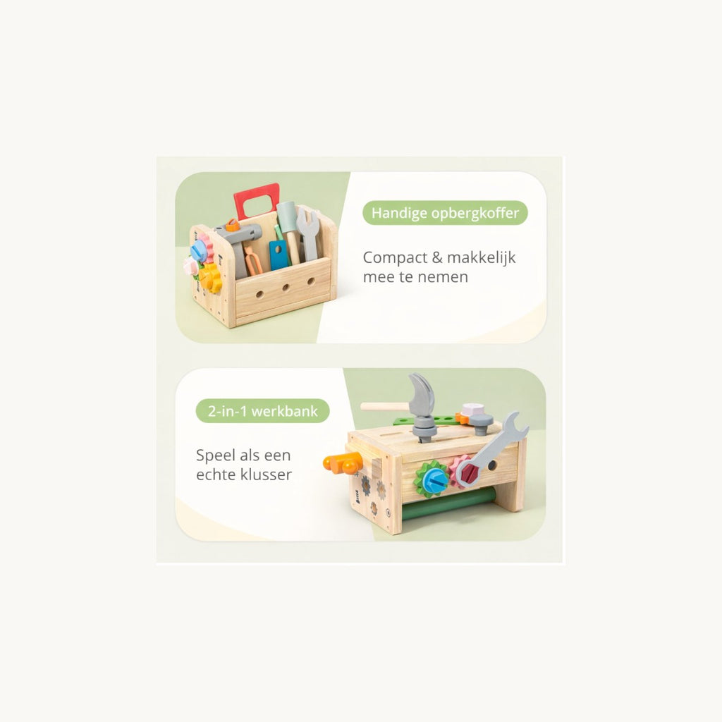 Opbergkoffer en werkbank functies