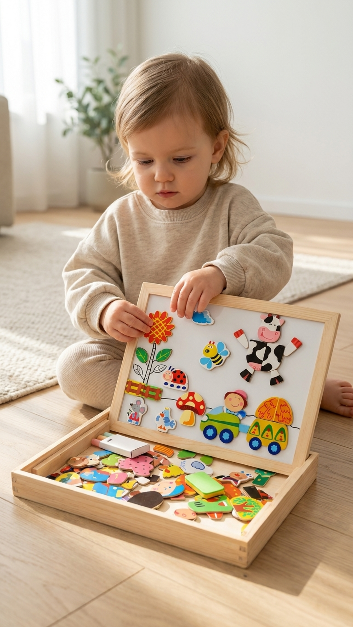 BOECKIE Montessori Magnetische Tekentafel - Educatief Speelgoed met Dieren vanaf 3 Jaar