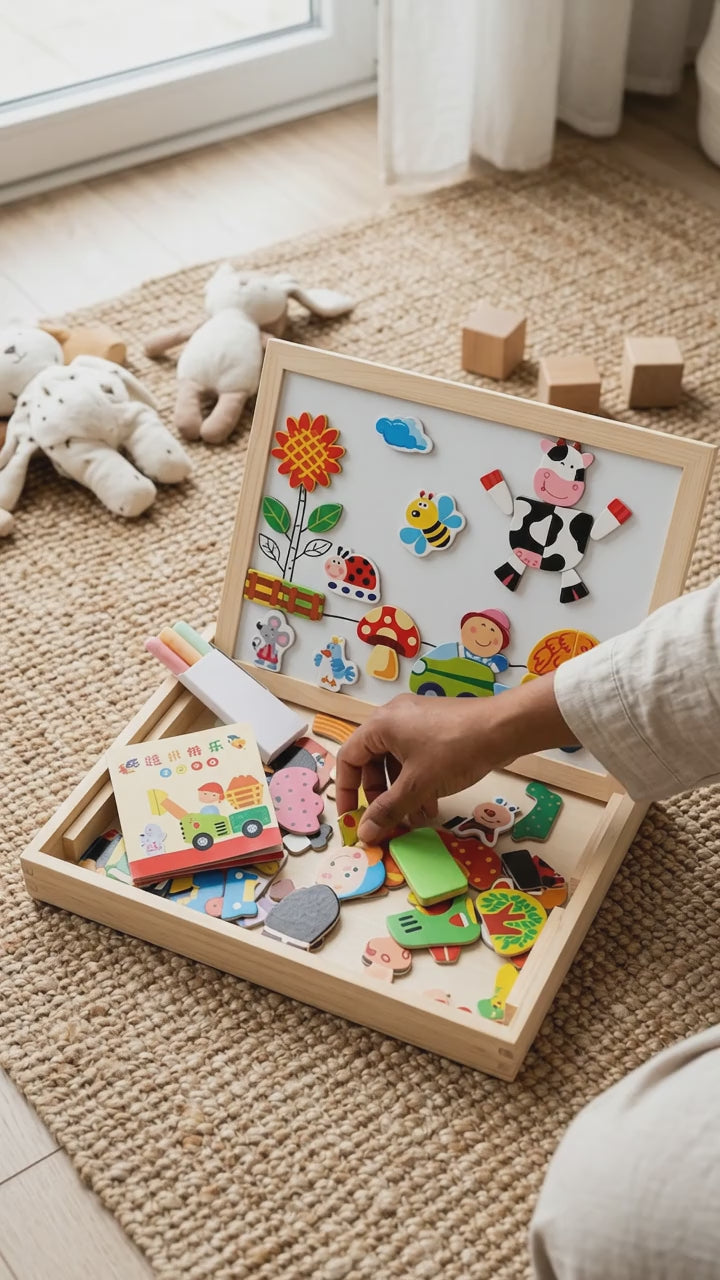 BOECKIE Montessori Magnetische Tekentafel - Educatief Speelgoed met Dieren vanaf 3 Jaar