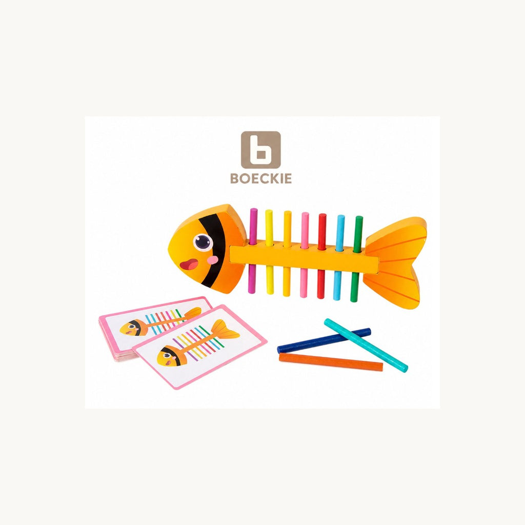 BOECKIE Montessori Sorteerspel houten vis met kleuren