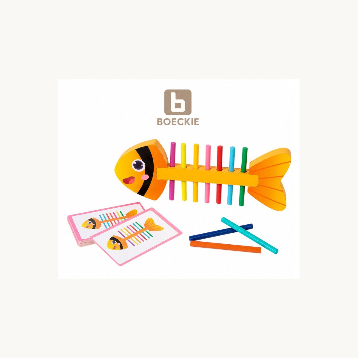 BOECKIE Montessori Sorteerspel houten vis met kleuren