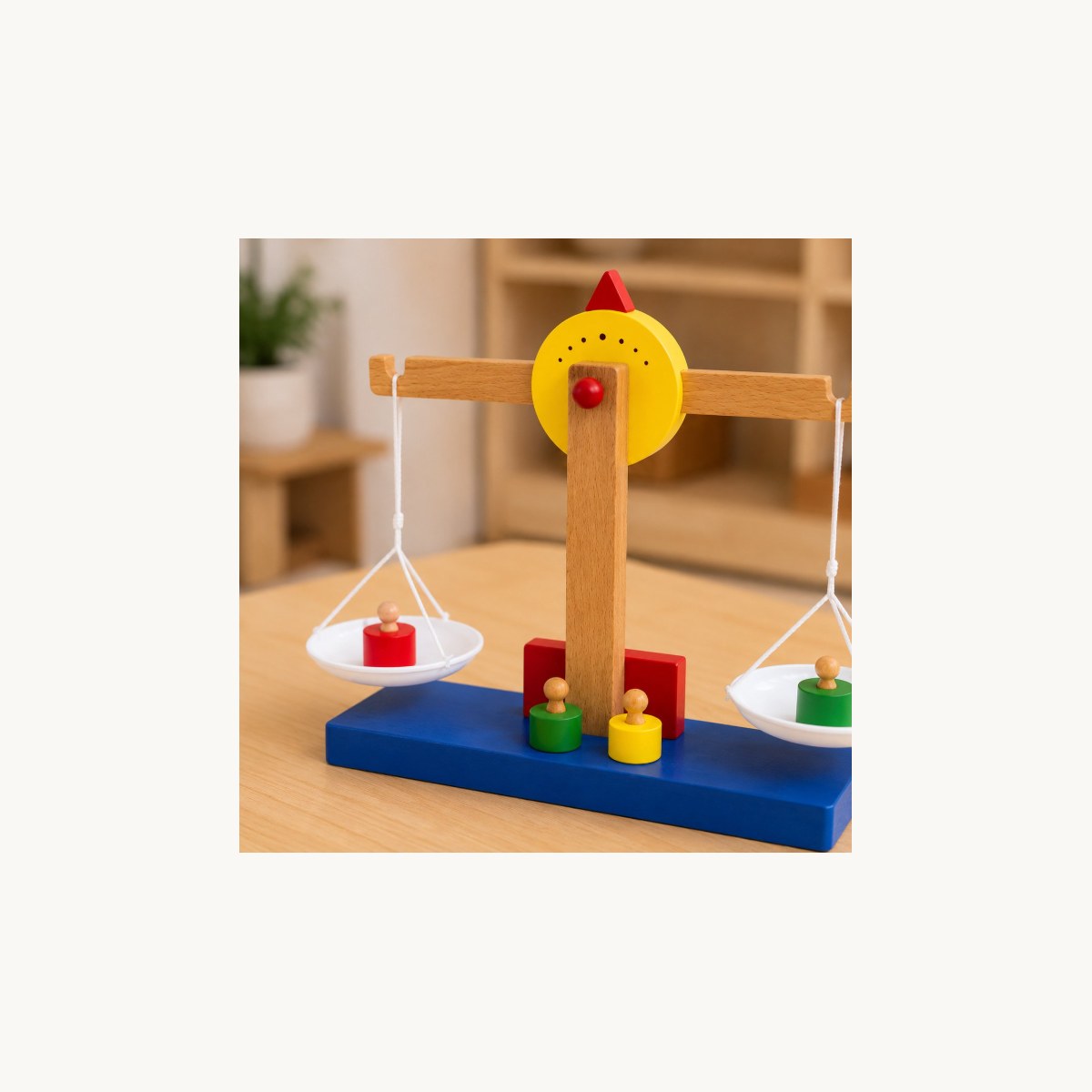 Detail houten weegschaal